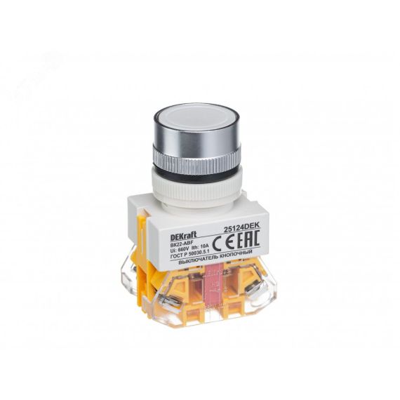 Выключатель кнопочный с фиксацией ABF d22 мм белая 220В ВK-22 SE (Dekraft) 25124DEK