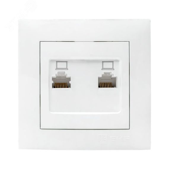 Валенсия розетка компьютерная RJ-45 2-местная белая EKF EWK02-035-10