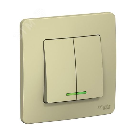 BLANCA С/У 2-клавишный ВЫКЛЮЧАТЕЛЬ (cх.5) с подсветкой, 10А, 250B, БЕЖЕВЫЙ SE (Systeme) BLNVS010517