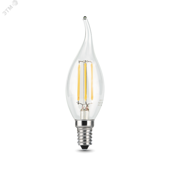 Лампа светодиодная филаментная LED 5 Вт 450 лм 4100К AC185-265В E14 свеча нейтральный диммируемая Black Filament Gauss 104801205-D