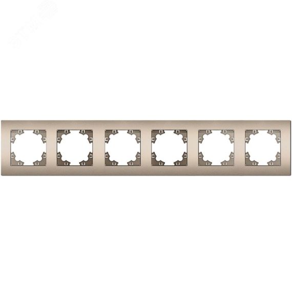 Рамка шестиместная горизонтальная серия Афина шампань (еврослот) Универсал A1043-Br