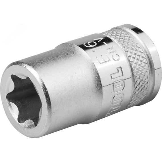 Головка торцевая ''INDUSTRIE QUALITAT'', Cr-V, внешний TORX, хромосатинированная, 1/2'', Е 18 KRAFTOOL 27810-18_z01