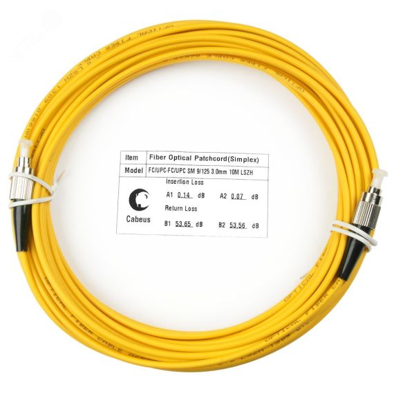 Шнур оптический simplex 10м FC-FC 9/125 sm LSZH Cabeus FOP(s)-9-FC-FC-10m