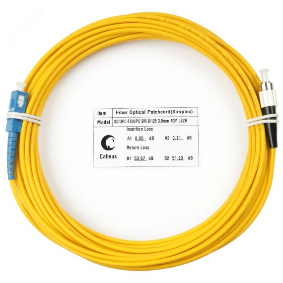 Шнур оптический simplex 10м SC-FC 9/125 sm LSZH Cabeus FOP(s)-9-SC-FC-10m