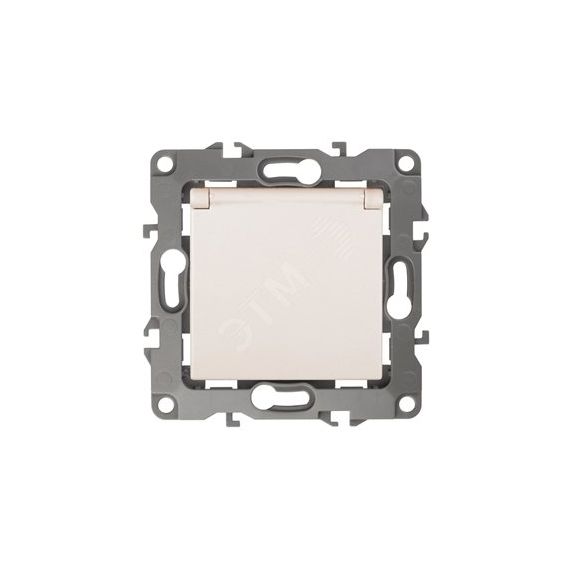 Розетка 2P+E Schuko со шторками с крышкой, 16A-250В, Эра12, слоновая кость, 12-2103-02 ЭРА Б0014694