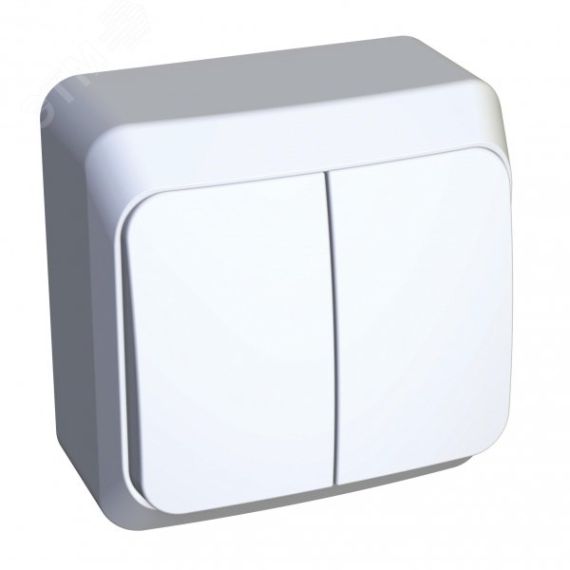 ЭТЮД Выключатель двухклавишный наружный с подсветкой белый сх.5 SE (Systeme) BA10-006B