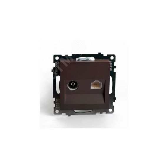 Розетка TV + компьютерная RJ-45 (механизм) серия Катрин шоколад STEKKER STEKKER GLS00-7106-04 49185
