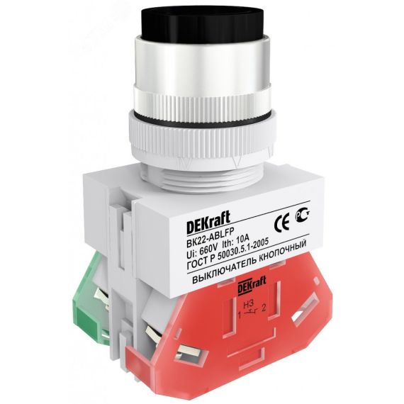 Кнопка ABLFP 22мм черная 220В ВK-22 SE (Dekraft) 25018DEK