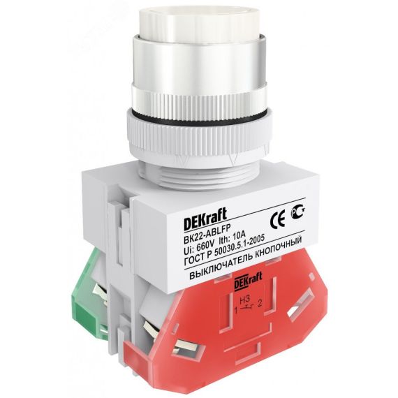 Кнопка ABLFP 22мм белая 220В ВK-22 SE (Dekraft) 25017DEK