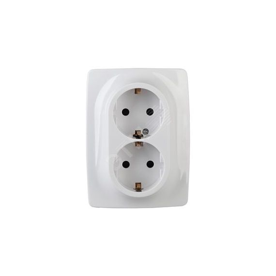 Розетка 2X2P+E Schuko, 16A-250В, винт, Эра12, белый, 12-2116-01 ЭРА Б0029238