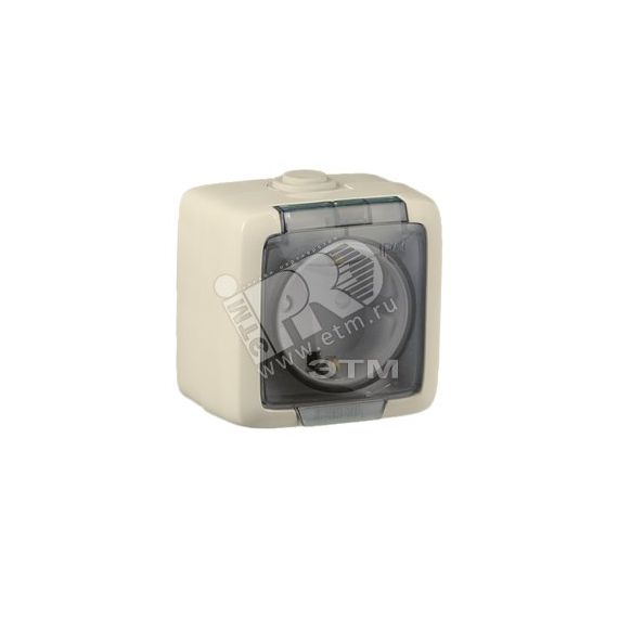 Розетка наружная с заземлением с шторками слоноваякость IP44 HEGEL РА16-212-01