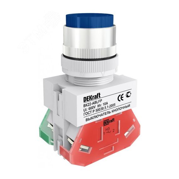 Кнопка ABLFP 22мм синяя 220В ВK-22 SE (Dekraft) 25022DEK