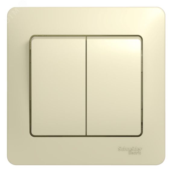 GLOSSA Выключатель двухклавишный в сборе бежевый схема 5 SE (Systeme) GSL000252