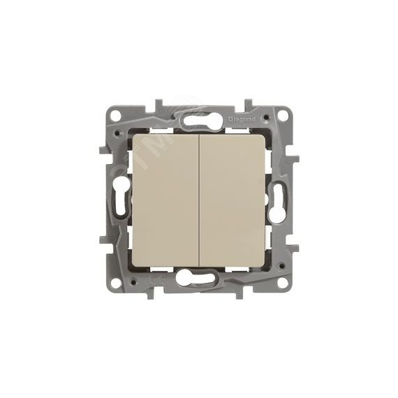 ETIKA Выключатель двухклавишный слоновая кость безвинтовые зажимы 10АХ Daccord/Legrand 672302