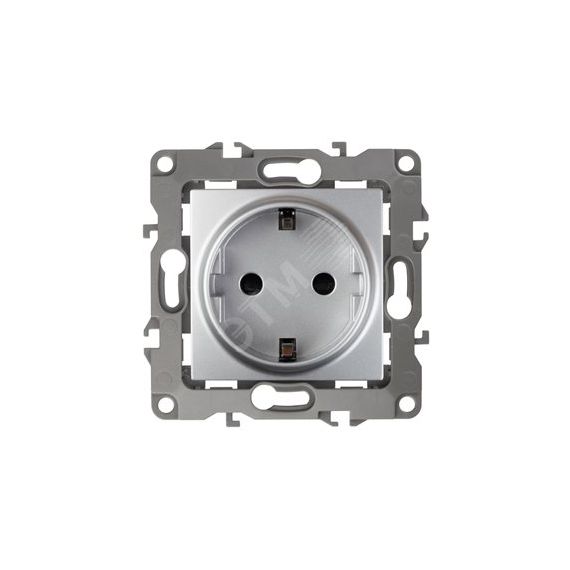 Розетка 2P+E Schuko, 16A-250В, Эра12, алюминий, 12-2101-03 ЭРА Б0014677