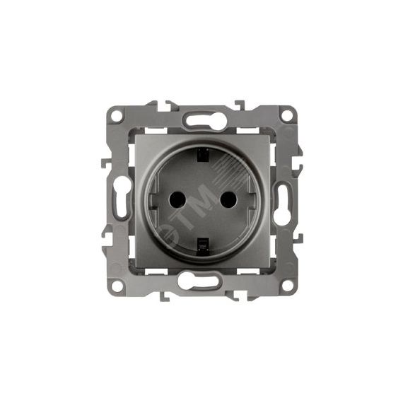 Розетка 2P+E Schuko, 16A-250В, Эра12, графит, 12-2101-12 ЭРА Б0019319