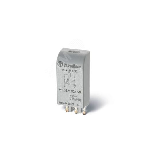 Модуль индикации и защиты, зеленый LED + варистор, 28...60В AC/DC FINDER 99.02.0.060.98