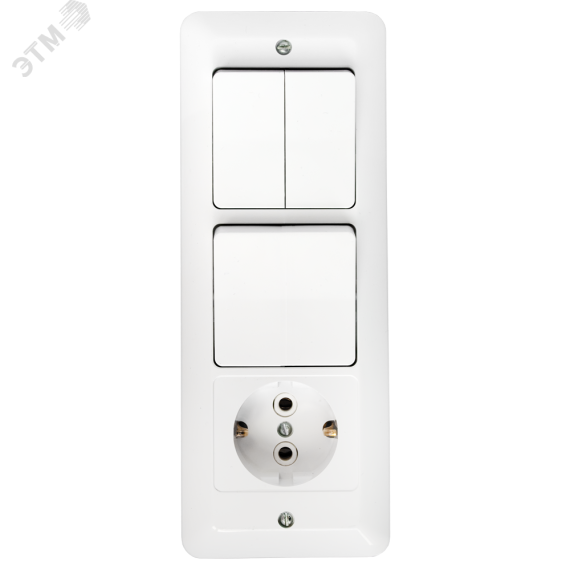 Беларусь Блок: выключатель трехклавишный + розетка с заземлением БелТИЗ 3В-РЦ-651