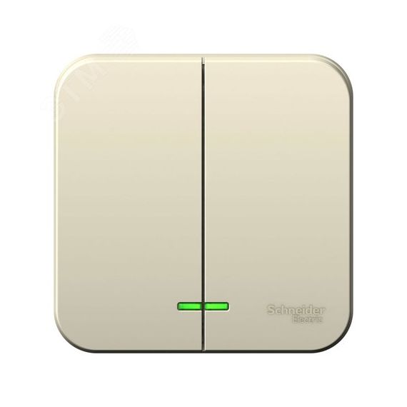 Выключатель наружный двухклавишный BLANCA (cх.5) с подстветкой, изолирующей пластиной, 6а, 250В, молочный SE (Systeme) BLNVA065112