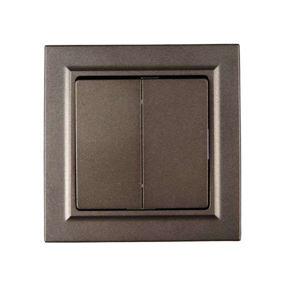 BRITE Выключатель 2-клавишный 10А в сборе ВСР10-2-0-БрТБ темная бронза IEK