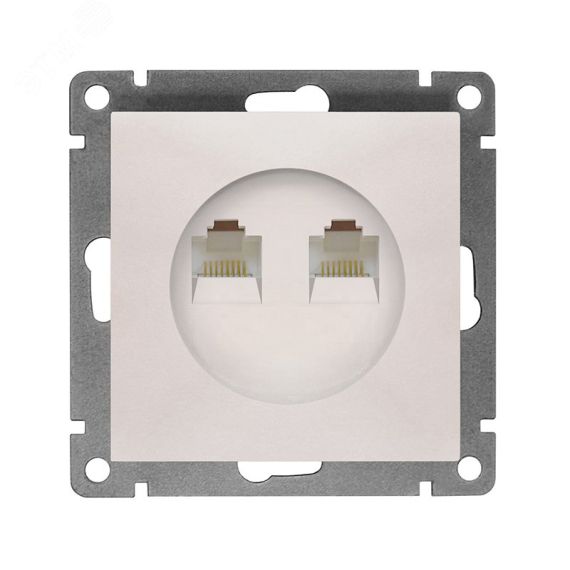 Розетка компьютерная двухместная серия Афина с/у, 1А, RJ45, жемчуг (еврослот) Универсал A1086-OBr