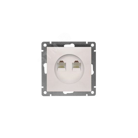 Розетка компьютерная двухместная серия Афина с/у, 1А, RJ45, жемчуг (еврослот) Универсал A1086-OBr