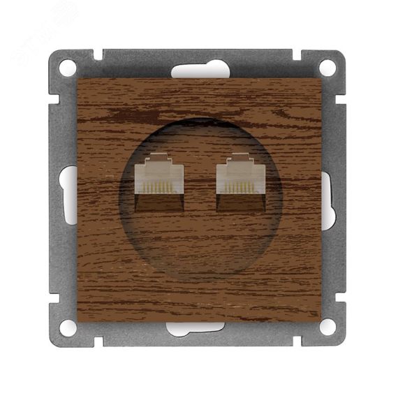 Розетка компьютерная двухместная серия Афина с/у, 1А, RJ45, венге (еврослот) Универсал A1086-V