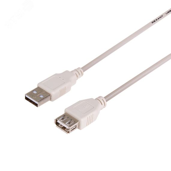 Шнур USB 2.0 (шт. USB А - гн. USB А) 3м, REXANT 18-1116