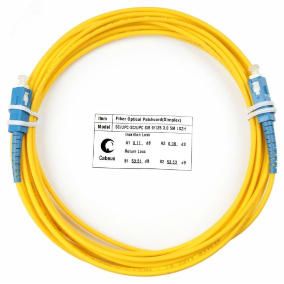 Шнур оптический simplex 7м SC-SC 9/125 sm LSZH Cabeus FOP(s)-9-SC-SC-7m