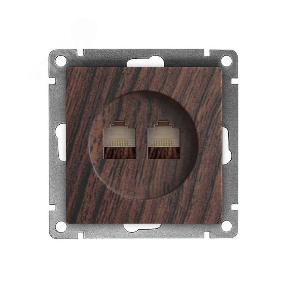Розетка компьютерная двухместная серия Афина с/у, 1А, RJ45, венге (еврослот) Универсал A1086-V