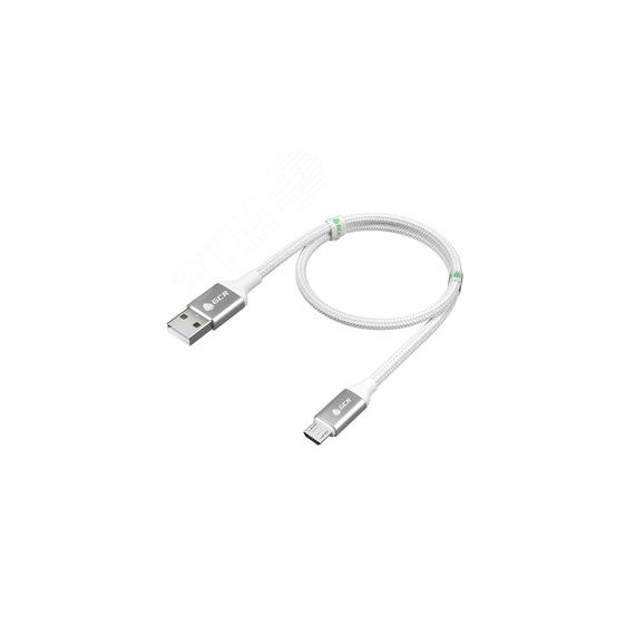 Кабель Micro USB, 1 м., AL белый-серебро нейлон, быстрая зарядка Greenconnect GCR-52468