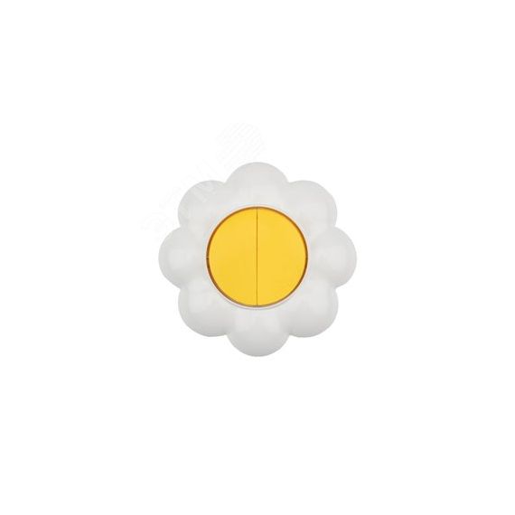Выключатель двухклавишный KRANZ HAPPY Ромашка скрытой установки, желтый/белый Kranz KR-78-0621