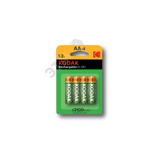 Аккумуляторы NiMH (никель-металлгидридные) HR6-4BL 2100mAh [KAAHRP-4] (80/640/15360) KODAK Б0012142
