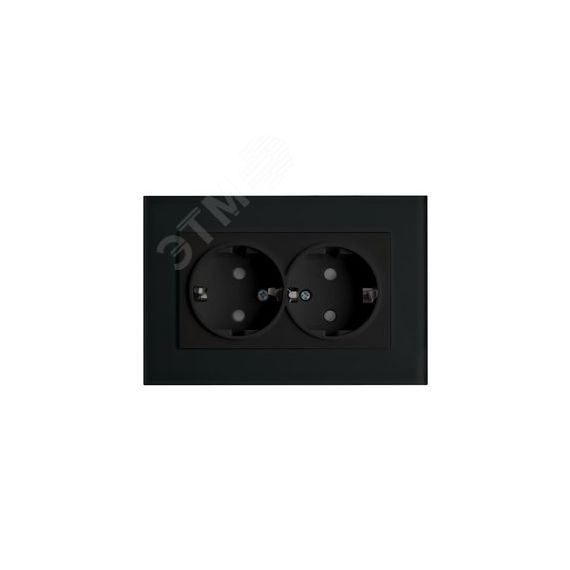 Розетка двухместная с/з,с защитной шторкой,250В, 16А,  серия Эрна, черный Stekker STEKKER PST16-9014-03 39482