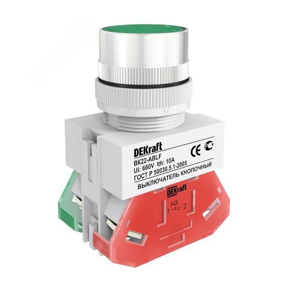 Кнопка зеленая выключения ABLF-22 220В ВK-22 SE (Dekraft) 25013DEK