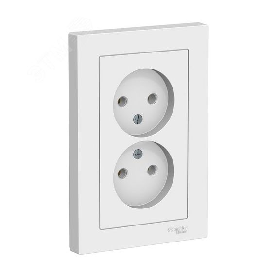 Розетка ATLASDESIGN двойная без заземления 16А в сборе белый SE (Systeme) ATN000120
