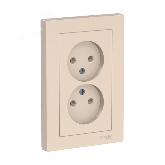 Розетка ATLASDESIGN двойная без заземления 16А в сборе бежевый SE (Systeme) ATN000220