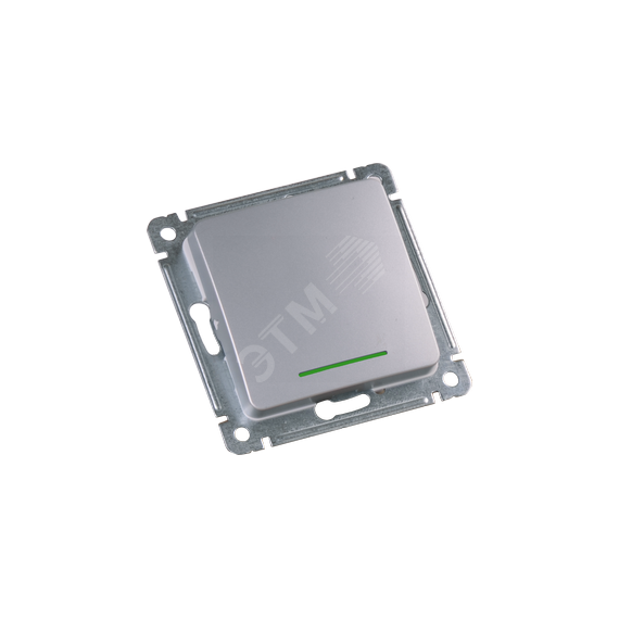 Выключатель одноклавишный, с индикацией, скрытой установки, в рамку, серебро HEGEL ВС10-412-06