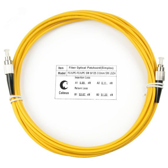 Шнур оптический simplex 5м FC-FC 9/125 sm LSZH Cabeus FOP(s)-9-FC-FC-5m