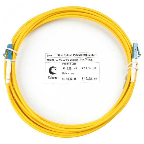 Шнур оптический simplex 5м LC-LC 9/125 sm LSZH Cabeus FOP(s)-9-LC-LC-5m