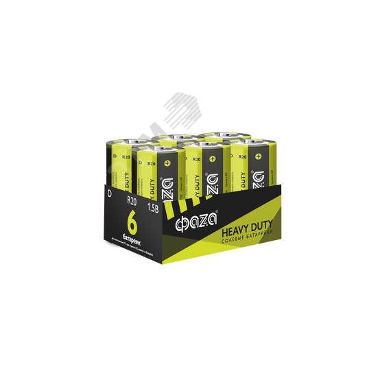 Элементы питания солевые  R20 (D) ФАZА Heavy Duty (6 шт. в упаковке) JazzWay R20HD-P6