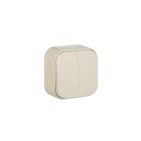 Quteo Выключатель двухклавишный наружный бежевый 10А Daccord/Legrand 782232