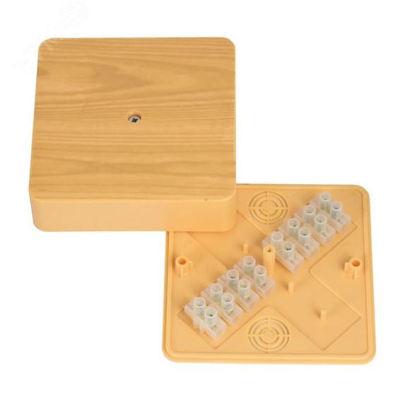 Коробка разветвительная КМР-030-032кг 100х100х25 с клеммником светлое дерево PROxima EKF plc-kmr-030-032kg-s