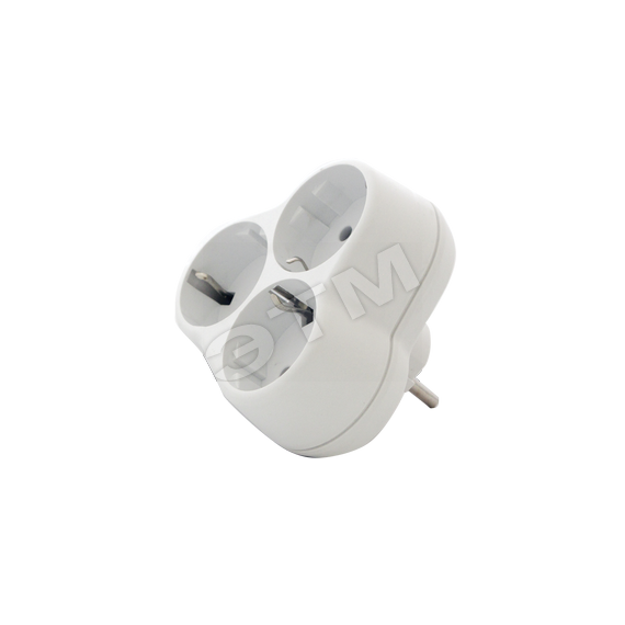 Тройник на 3 гнезда с заземлением круглый 16А Универсал АК303