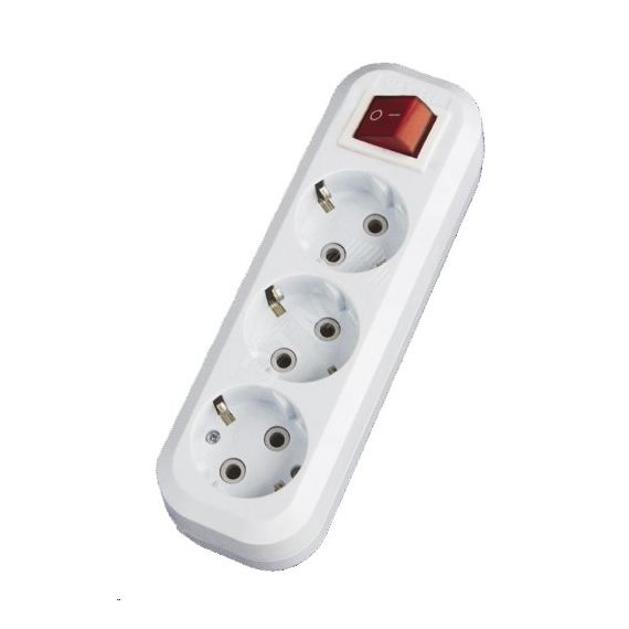 Колодка Стандарт 3 гнезда 10А/2.2кВт c выключателем и заземлением Simple EKF AKS10-3i