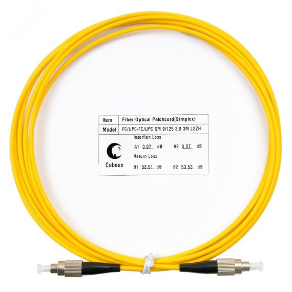 Шнур оптический simplex 3м FC-FC 9/125 sm LSZH Cabeus FOP(s)-9-FC-FC-3m