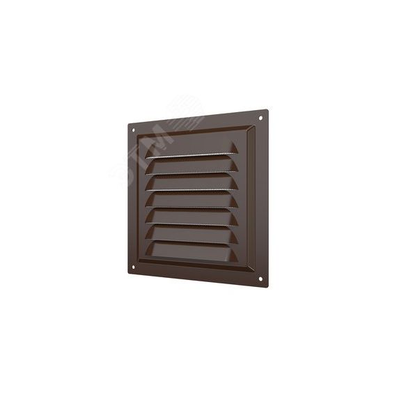 Решетка вентиляционная вытяжная стальная с покрытием полимерной эмалью и сеткой 150х150, цвет Коричневый ERA 1515МЭ кор