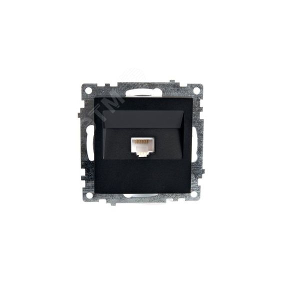 Розетка компьютерная 1-местная RJ-45, серия Катрин, черный, STEKKER GLS00-7107-05