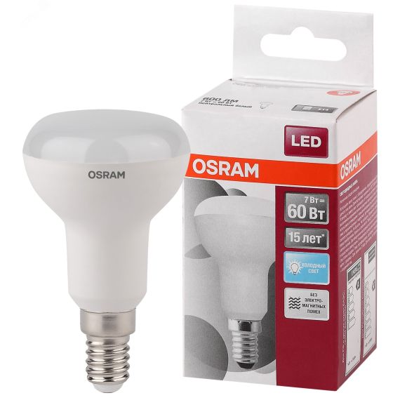 Лампа светодиодная LED 7Вт Е14 STAR R50(замена 60Вт), нейтральный Osram LEDVANCE 4058075282575