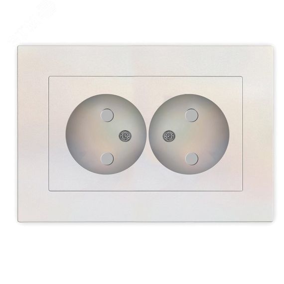 Розетка двухместная серия Афина б/з, с/у, з/ш, 16А, 220В, жемчуг (еврослот) Универсал A0048-OBr